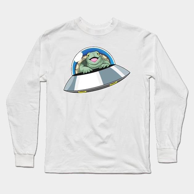 Turtle Spaceship Space Long Sleeve T-Shirt by Markus Schnabel